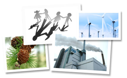 Bildcollage av symboler för energi